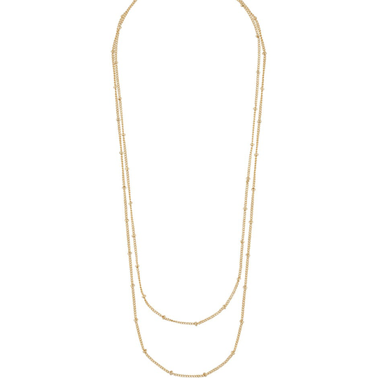 Davina double chain neck 45 plain gold, Snö of Sweden Halsband