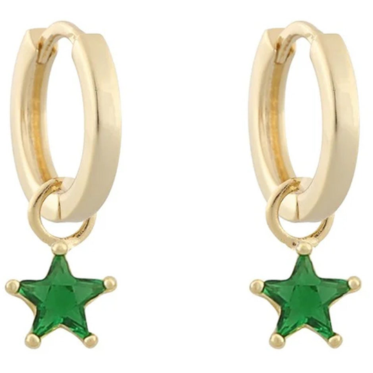 Stay ring ear small star gold/green, Snö of Sweden Örhängen
