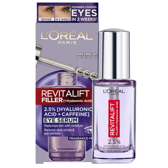 Loreal Paris Revitalift Filler Eye Serum 2.5% (Hyaluronic Acid + Caffe