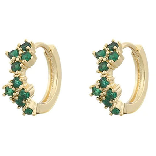 London ring ear gold/green, Snö of Sweden Örhängen