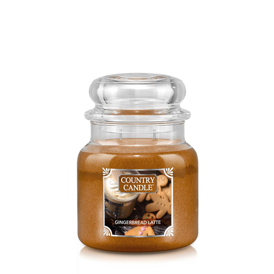 Country Candle Gingerbread Latte 2 Wick Medium Jar 75 h