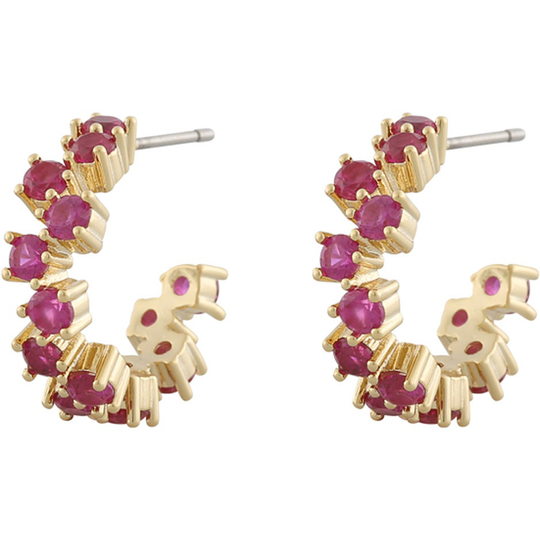 Nuit oval ear gold/fuchsia, Snö of Sweden Örhängen