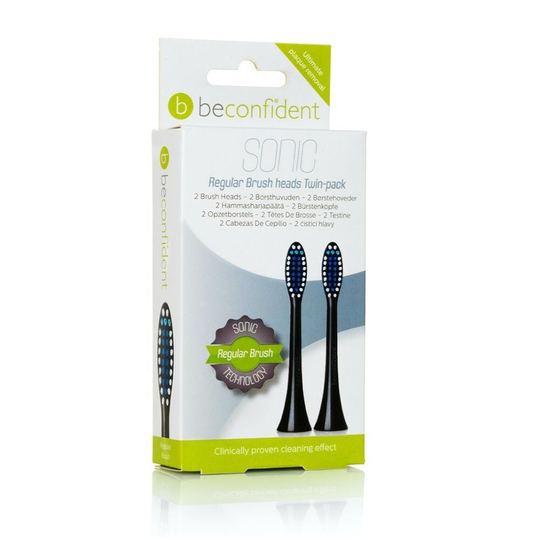 Beconfident Sonic Regular Tandborsthuvud Svart 2 st