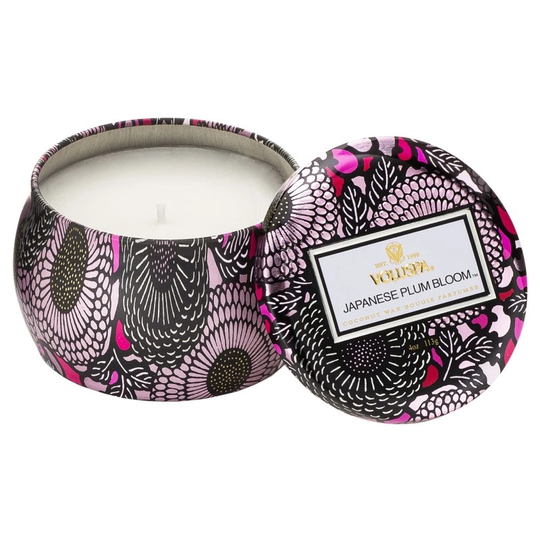Voluspa Japanese Plum Bloom Decorative Tin Candle (25h)