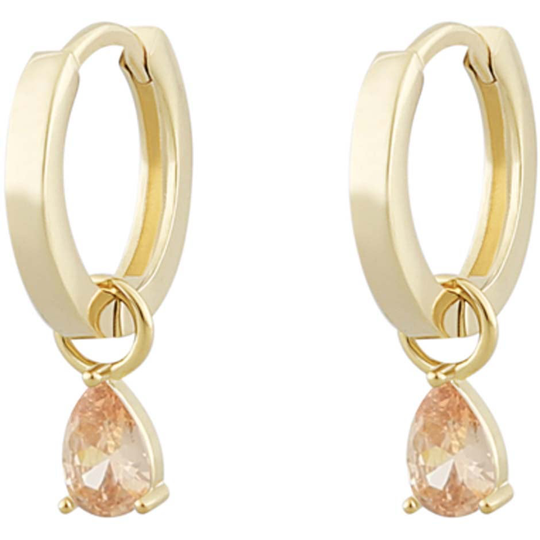 Nuit drop ring pendant ear gold/champagne, Snö of Sweden Örhängen