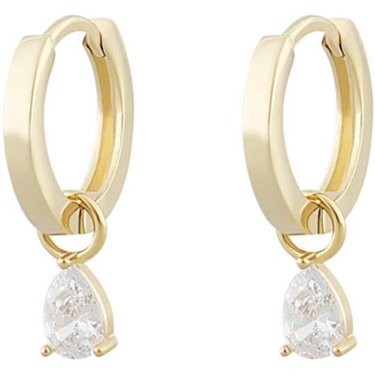 Nuit drop ring pendant ear gold/clear, Snö of Sweden Örhängen