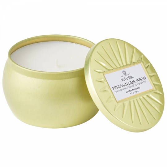 Voluspa Peruvian Lime Jardin Decorative Tin Candle 25h