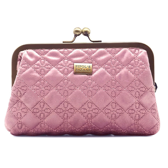 PIPOLS BAZAAR Velvet Logo Cosmetic Bag Pale Rose Frame