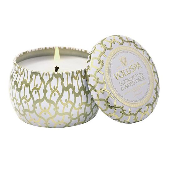 Voluspa Mini Tin Candle Eucalyptus & White Sage 25h