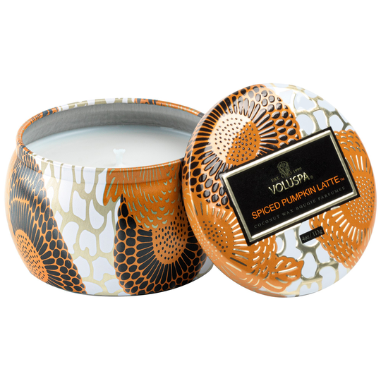 Voluspa Japonica Holiday Decorative Minitin Candle, Spiced Pumpkin Lat