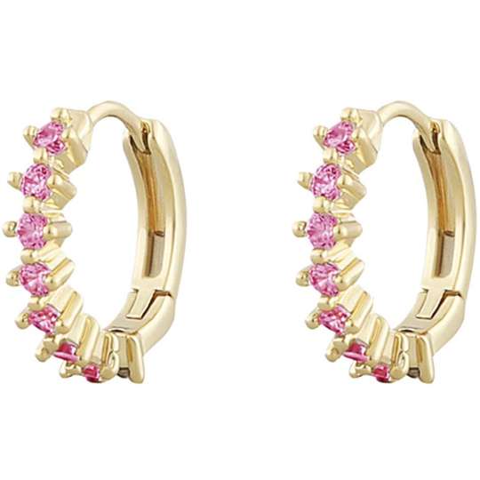 Nuit small ring ear gold/fuchsia, Snö of Sweden Örhängen