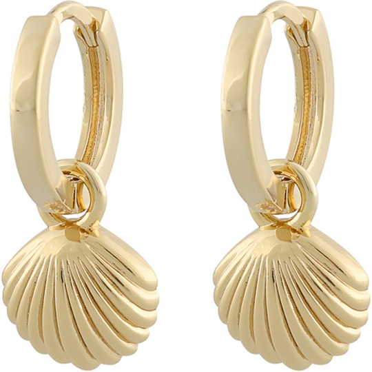 Vibe round ear shell plain gold, Snö of Sweden Örhängen