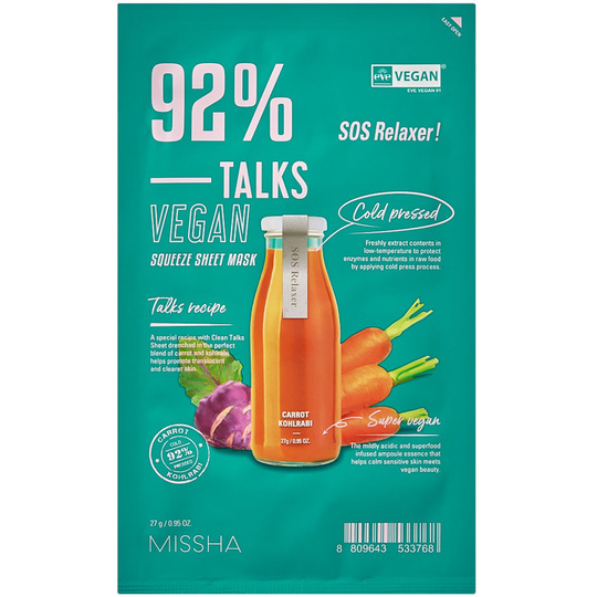 Talks Vegan Squeeze Sheet Mask [Sos Relaxer], 27 g MISSHA Ansiktsmask