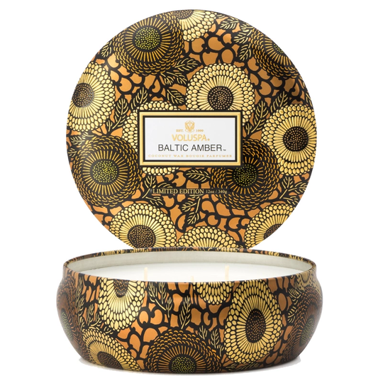 Voluspa Baltic Amber 3-Wick Tin Candle 40h