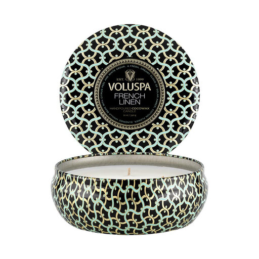 3-Wick Tin Candle 40h French Linen