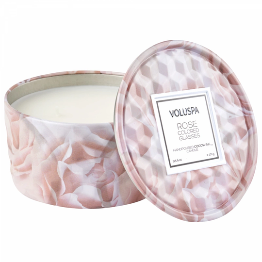 Voluspa Rose Colored Glasses Roses Collection Embossed Tin (30h)