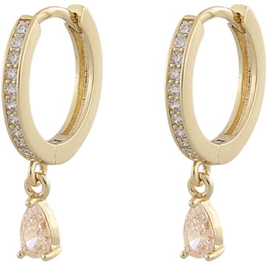 Camille drop ring ear gold/champagne, Snö of Sweden Örhängen