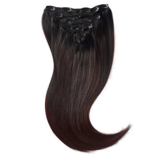 Rapunzel of Sweden Clip-on set Original 7 pieces B1.0/6.12 Cherry Infused Black Balayage 50cm