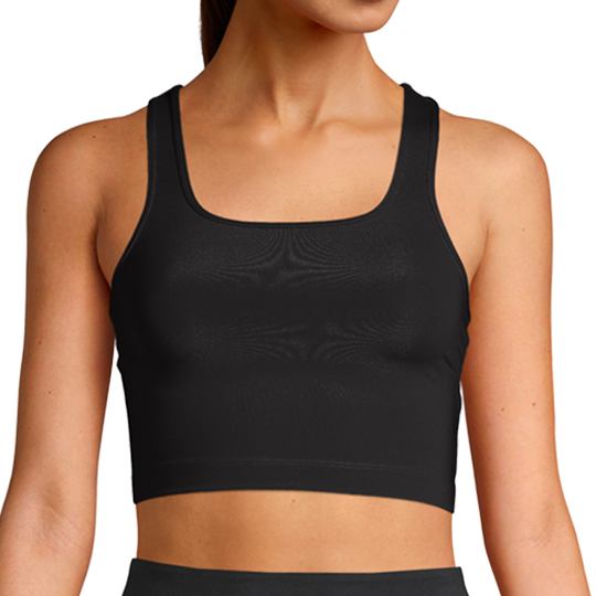 Square Neck Sports Top, Black