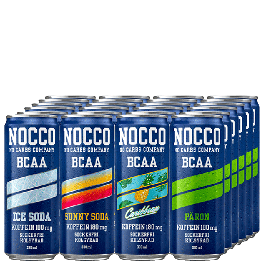 24 x NOCCO BCAA, 330 ml, Mixade smaker