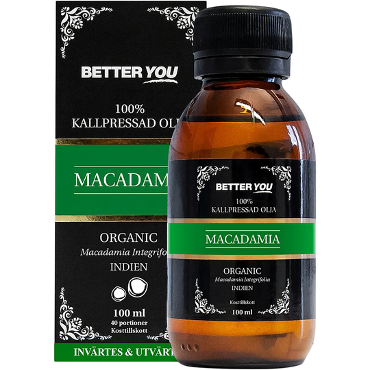 Macadamianolja EKO Kallpressad, 100 ml Better You Hudserum & Kroppsolja