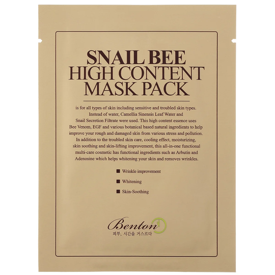Snail Bee High Content Mask Pack, Benton Ansiktsmask