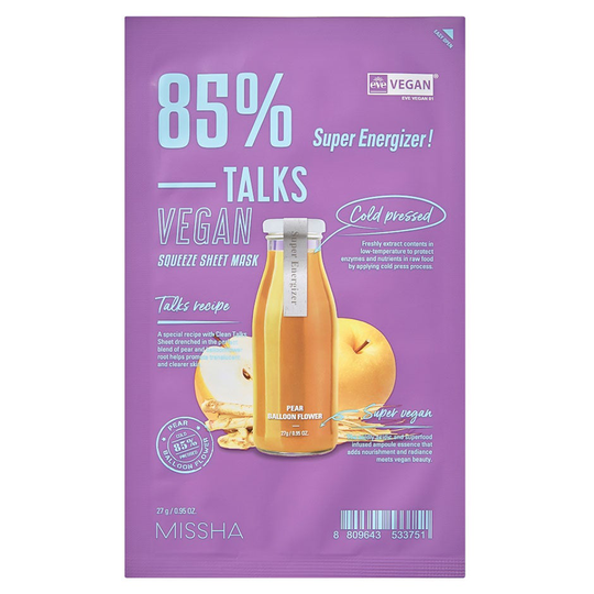 Talks Vegan Squeeze Sheet Mask [Super Energizer], 27 g MISSHA Ansiktsmask