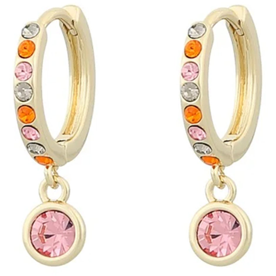 Nine small ring pendant ear gold/mix pink, Snö of Sweden Örhängen