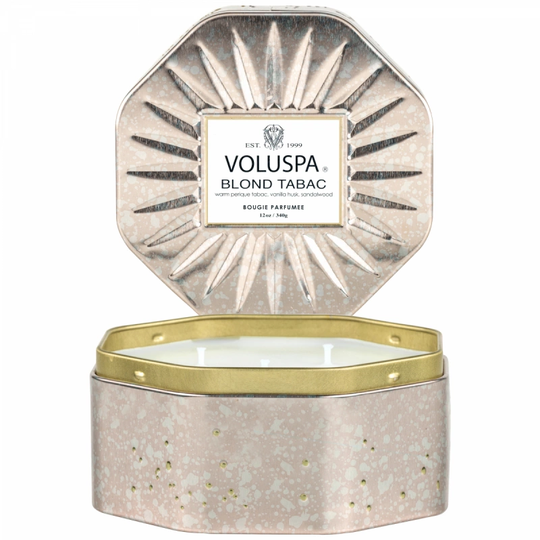 Voluspa Blonde Tabac Octogon Tin Candle 50h