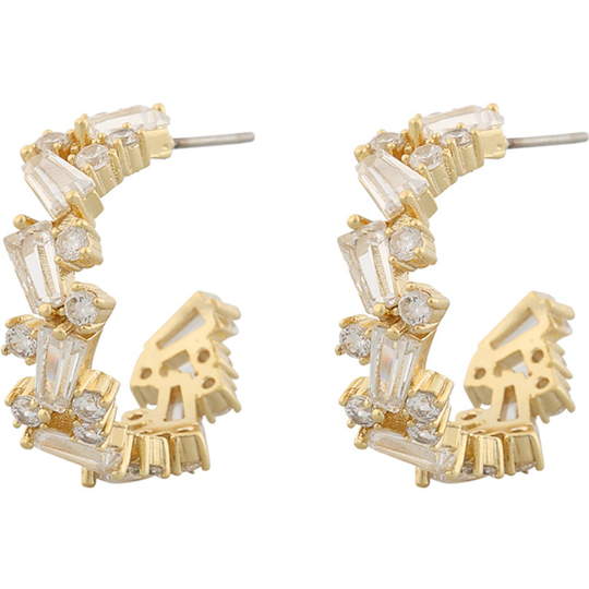 Saturday oval ear gold/clear, Snö of Sweden Örhängen