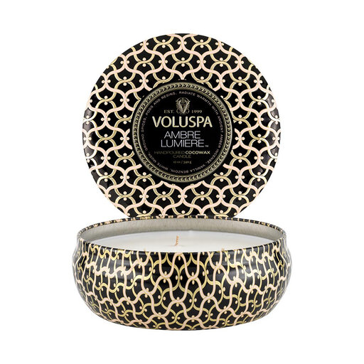 3-Wick Tin Candle 40h Ambre Lumiere