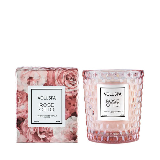Roses Rose Otto Boxed Textured Glass Candle