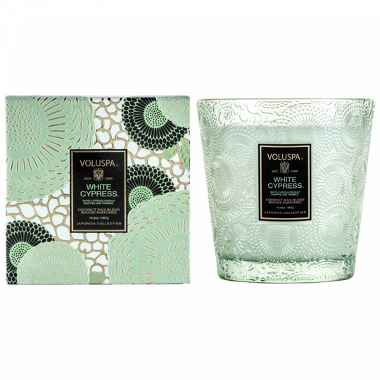 Voluspa White Cypress Boxed 2-wick Hearth Candle (60h)