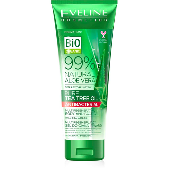 Eveline Cosmetics 99% Natural Aloe Vera Tea Tree Oil Body&Face Gel 25