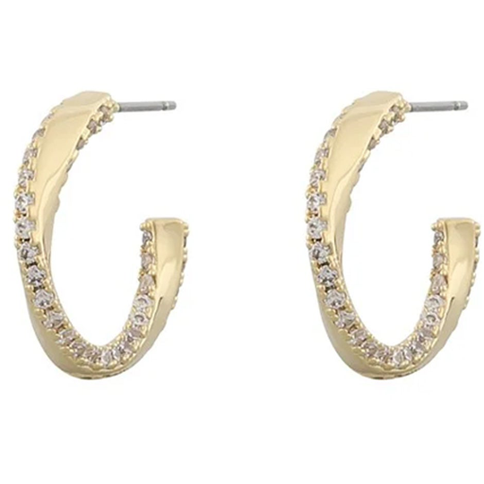 Bree twist round ear gold/clear, Snö of Sweden Örhängen