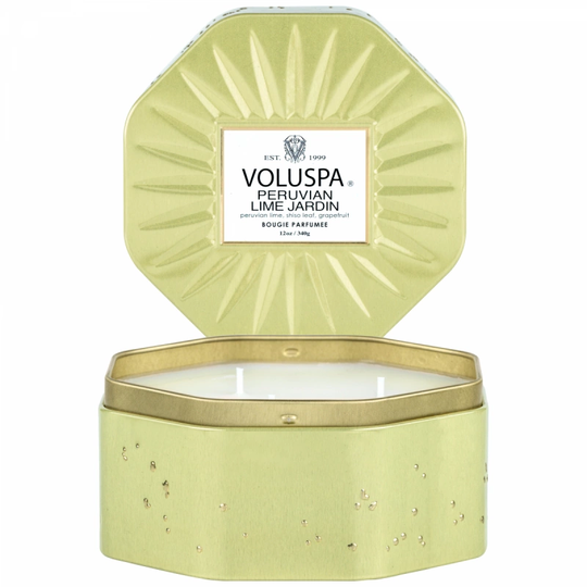 Voluspa Peruvian Lime Jardin Octogon Tin Candle 50h