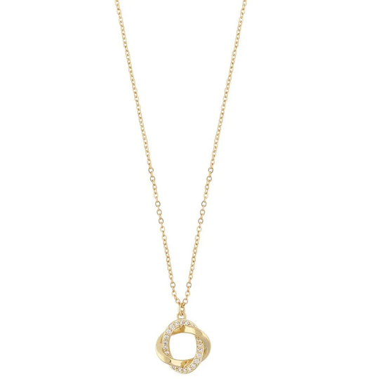 Bree twist pendant neck 45 gold/clear, Snö of Sweden Halsband