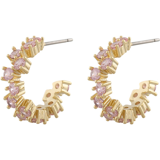 Nuit oval ear gold/pink, Snö of Sweden Örhängen