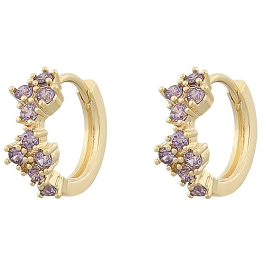 London ring ear gold/purple, Snö of Sweden Örhängen