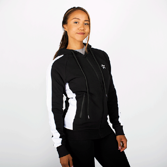Star Gym Zip Hood, Black/White