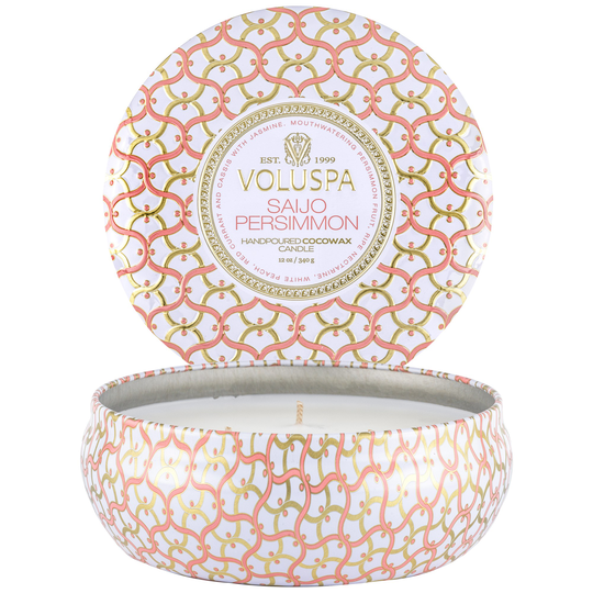 Voluspa Saijo Persimmon 3-Wick Tin Candle 40h