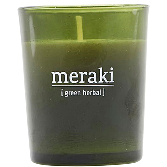 Green Herbal Scented Candle, Meraki Doftljus