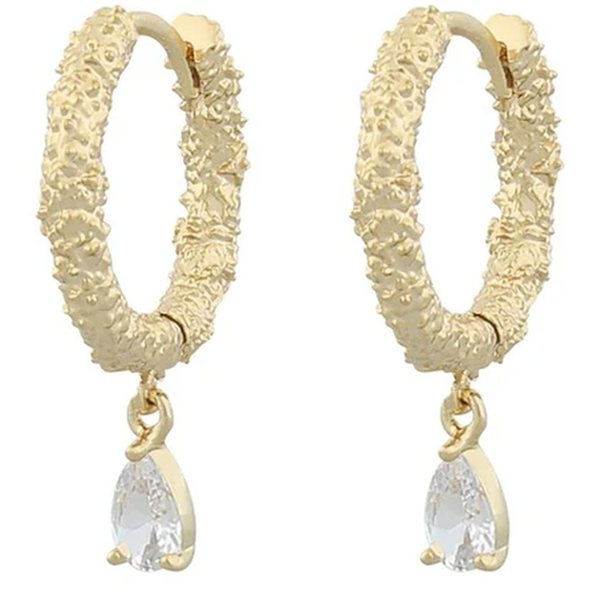 London ring pendant ear gold/clear, Snö of Sweden Örhängen