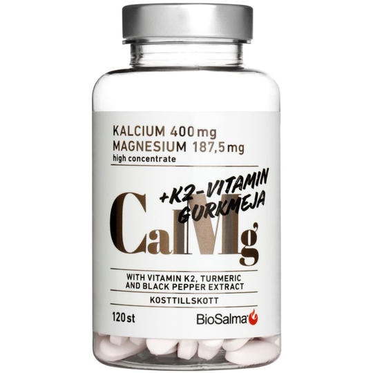 BioSalma KalMg + K2 & Gurkmeja 120 tabletter