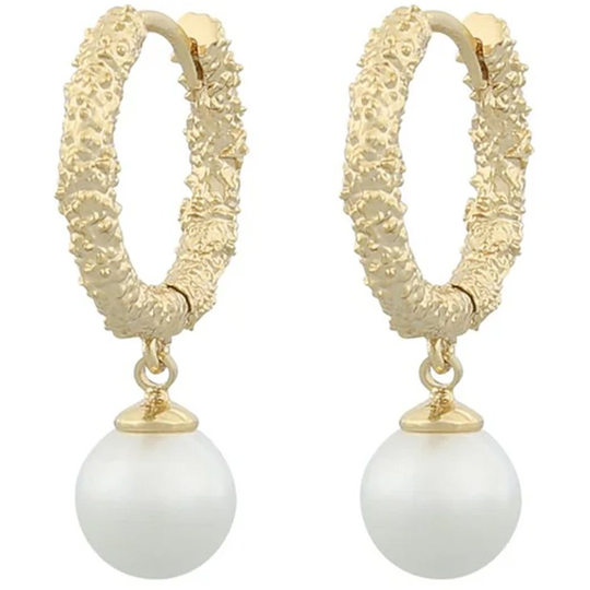 London ring pendant ear gold/white, Snö of Sweden Örhängen