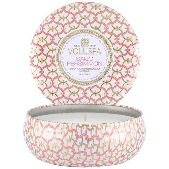 Voluspa Saijo Persimmon 3-Wick Tin Candle 40h