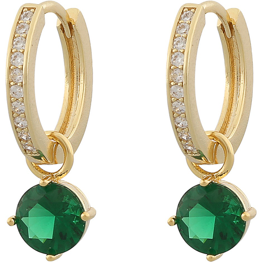 Rola Round Ring Ear G/Green, Snö of Sweden Örhängen