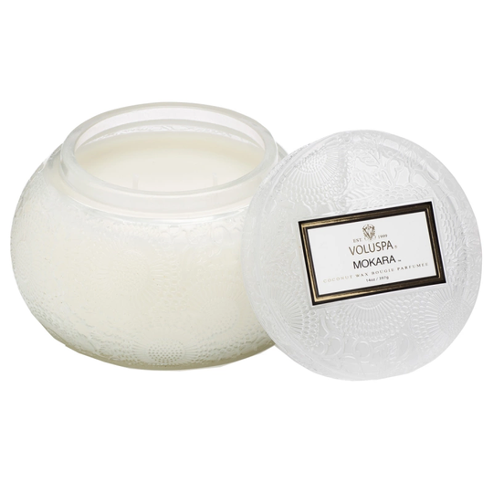Voluspa Mokara Embossed Glass Chawan Bowl 50h