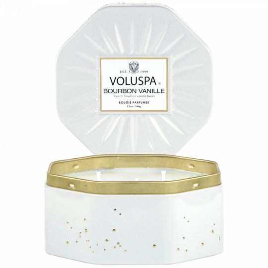 Voluspa Bourbon Vanille Octogon Tin Candle 50h