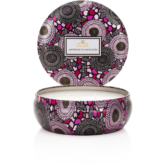Voluspa Japonica Japanese Plum Bloom 3-wick Candle Decorative Tin 340
